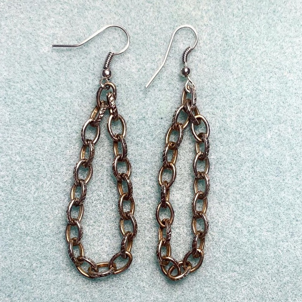 ☆ custom vintage chain link hoop dangle earrings☆